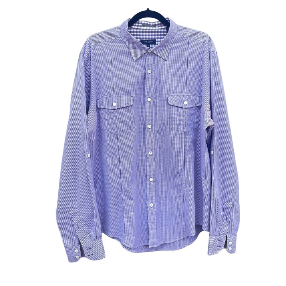 Ted Baker Purple Gingham Cotton Button-Front Shirt - TB Size 3 / Medium